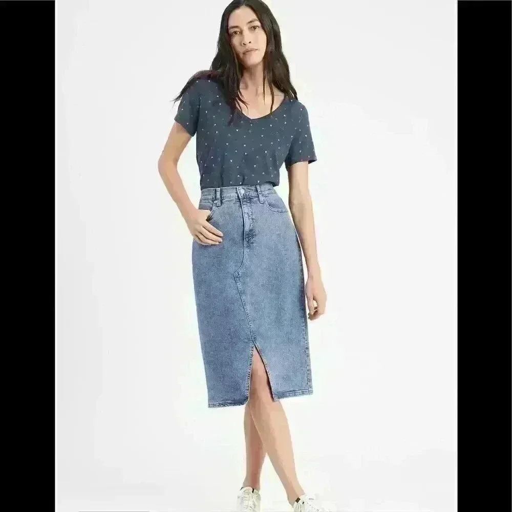 Banana Republic Denim Front-Slit Midi Skirt